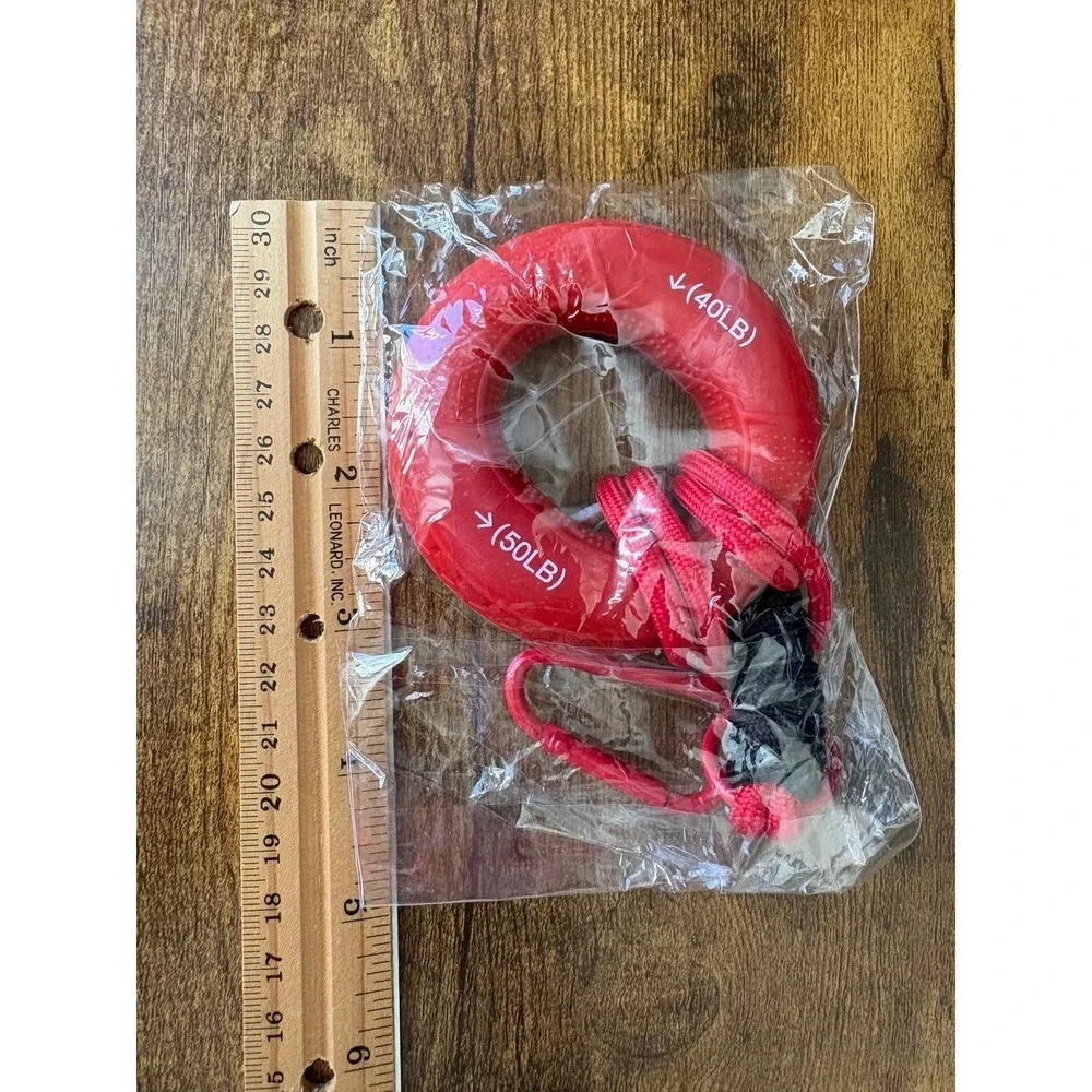 50LB Hand Grip Strength Trainer Carabiner Keychain Red Resistance Ring New